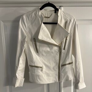 White House Black Market White Faux Leather Moto Jacket